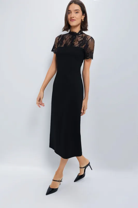 Black Lace Agatha Midi Dress made by Hyacinth House