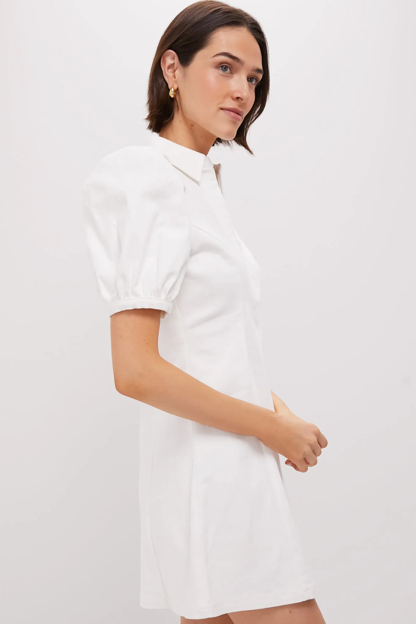 White Front Zip Denim Mini Dress sold by Hyacinth House product image thumbnail 3