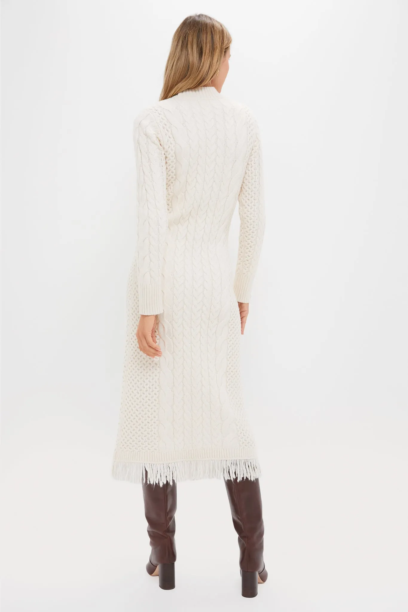 Cream Freya Fringe Sweater Dress sold by Hyacinth House product image thumbnail 5