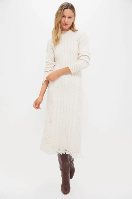 Cream Freya Fringe Sweater Dress made by Hyacinth House
