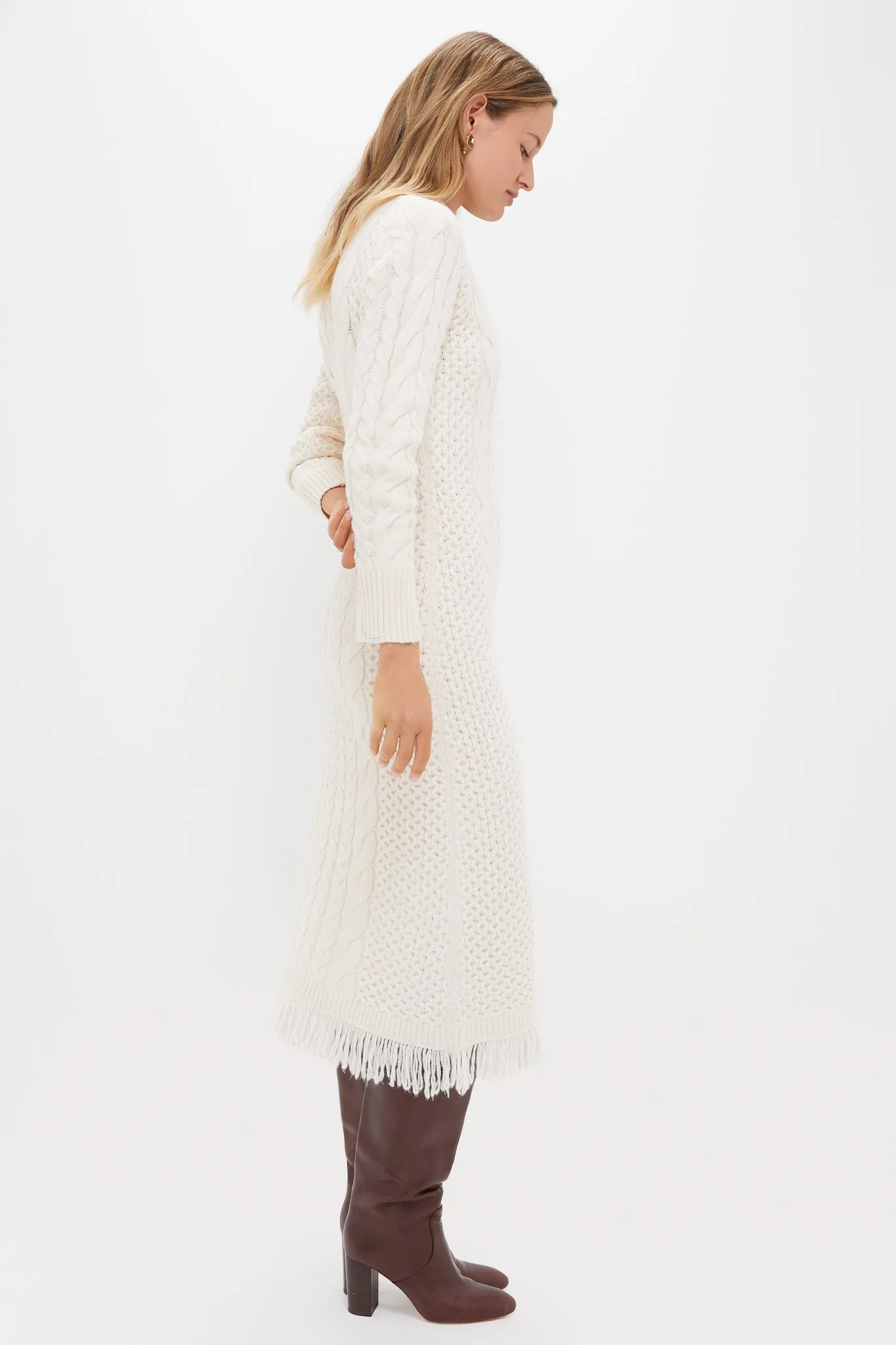 Cream Freya Fringe Sweater Dress sold by Hyacinth House product image thumbnail 4
