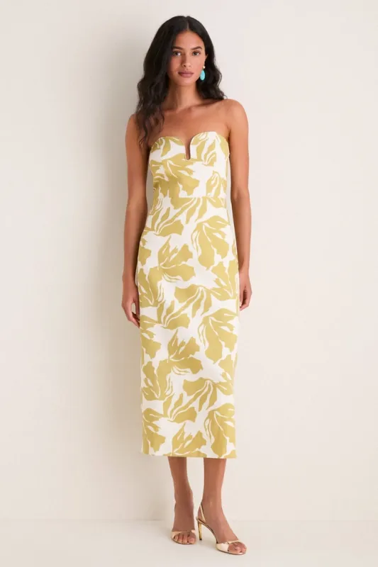 Olive & Cream Tropical Lowery Maxi Dress made by Hyacinth House