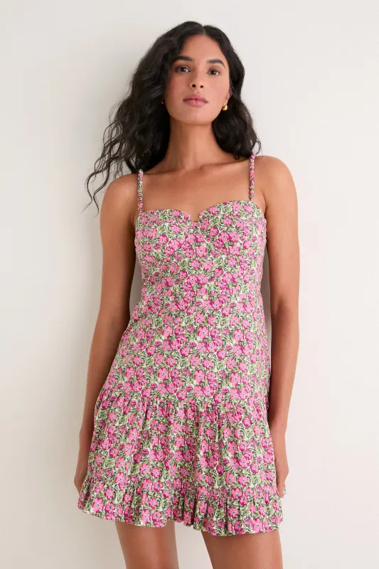 Pink Floral Rachel Mini Dress made by Hyacinth House