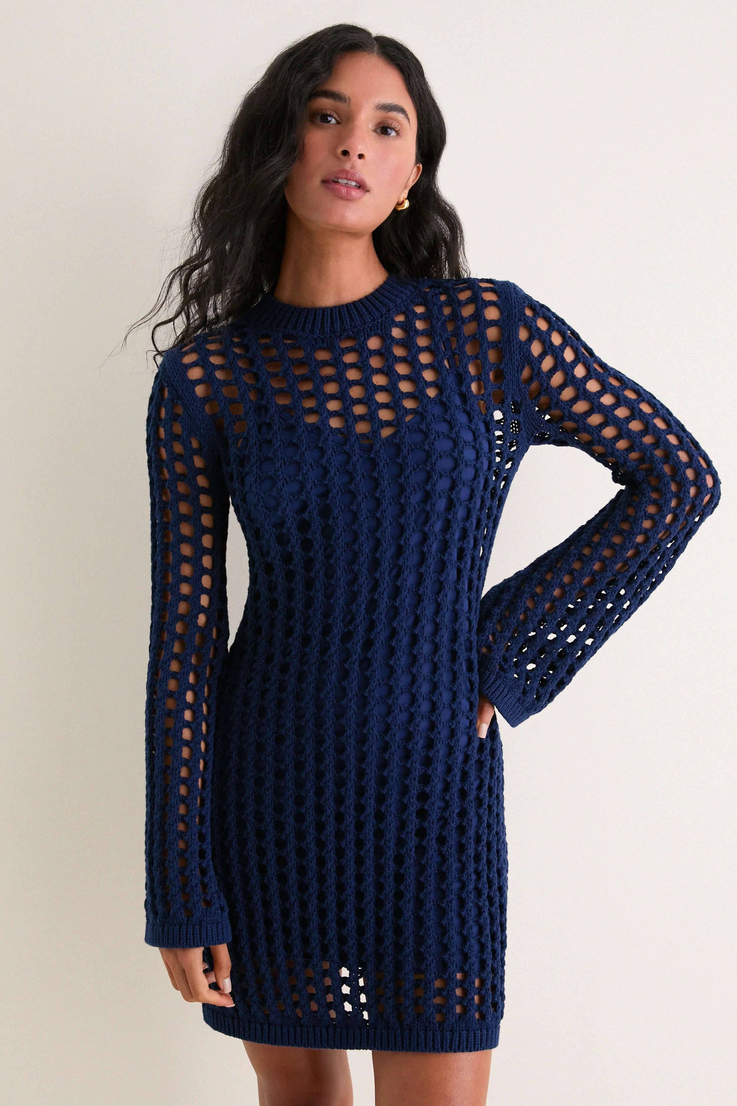 Navy Knit Tammy Mini Dress sold by Hyacinth House