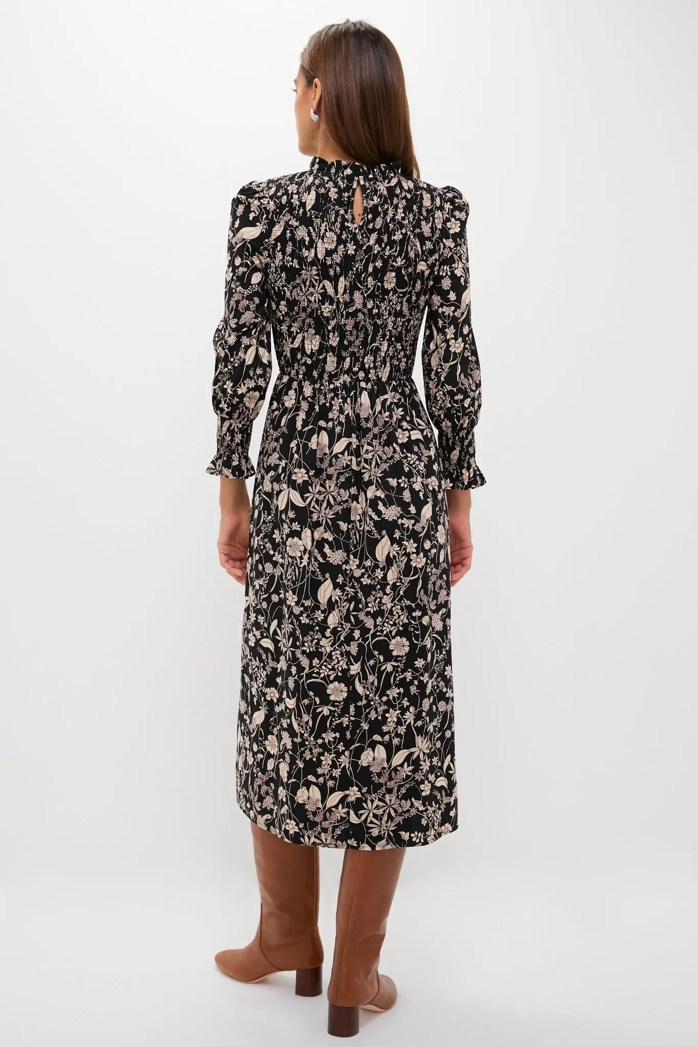 Black & Tan Floral Smocked Susanne Midi Dress sold by Hyacinth House product image thumbnail 5