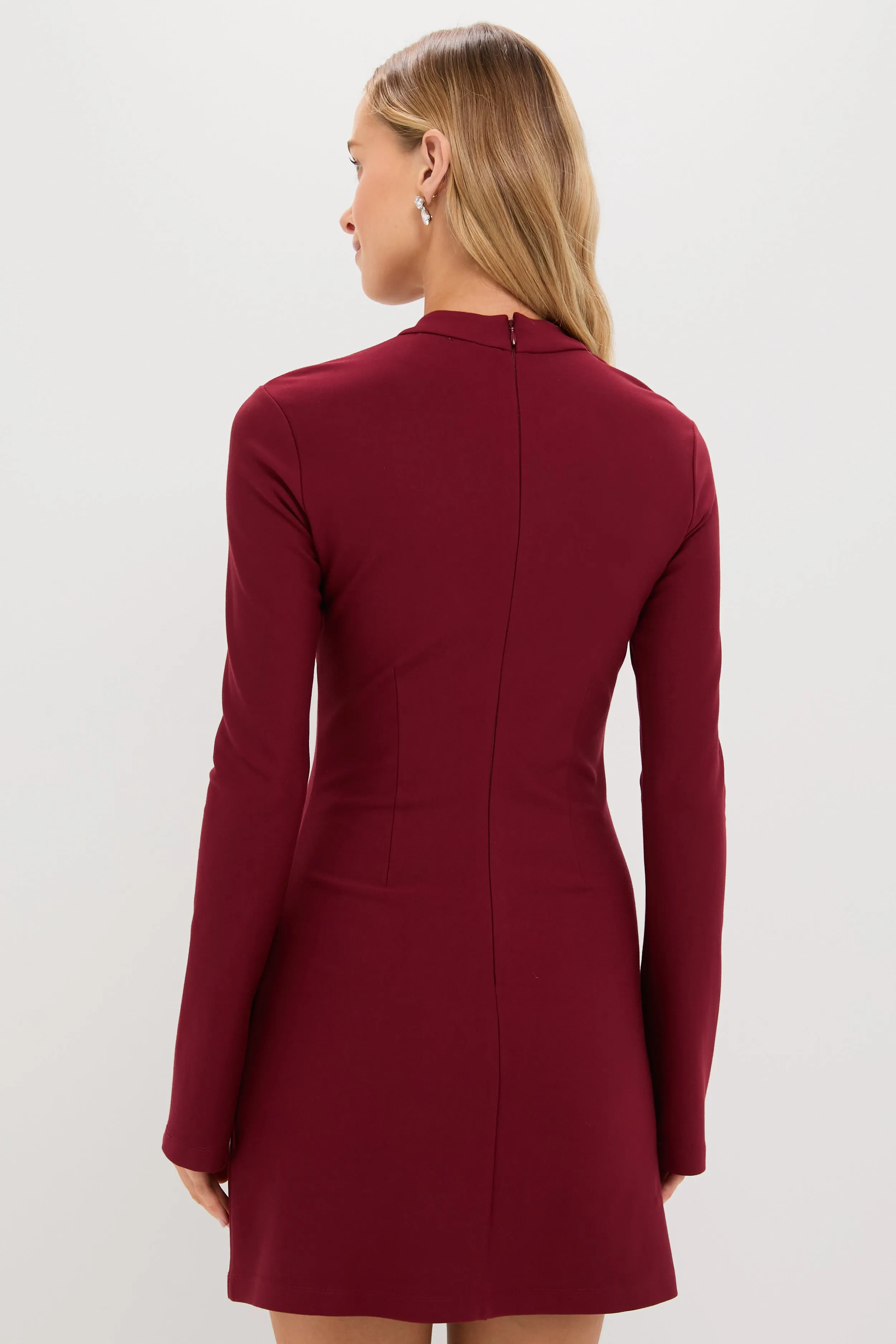 Oxblood Embellished Long Sleeve Bronwyn Mini Dress sold by Hyacinth House product image thumbnail 4