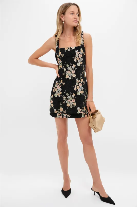 Black Floral Velvet Rhiannon Mini Dress made by Hyacinth House