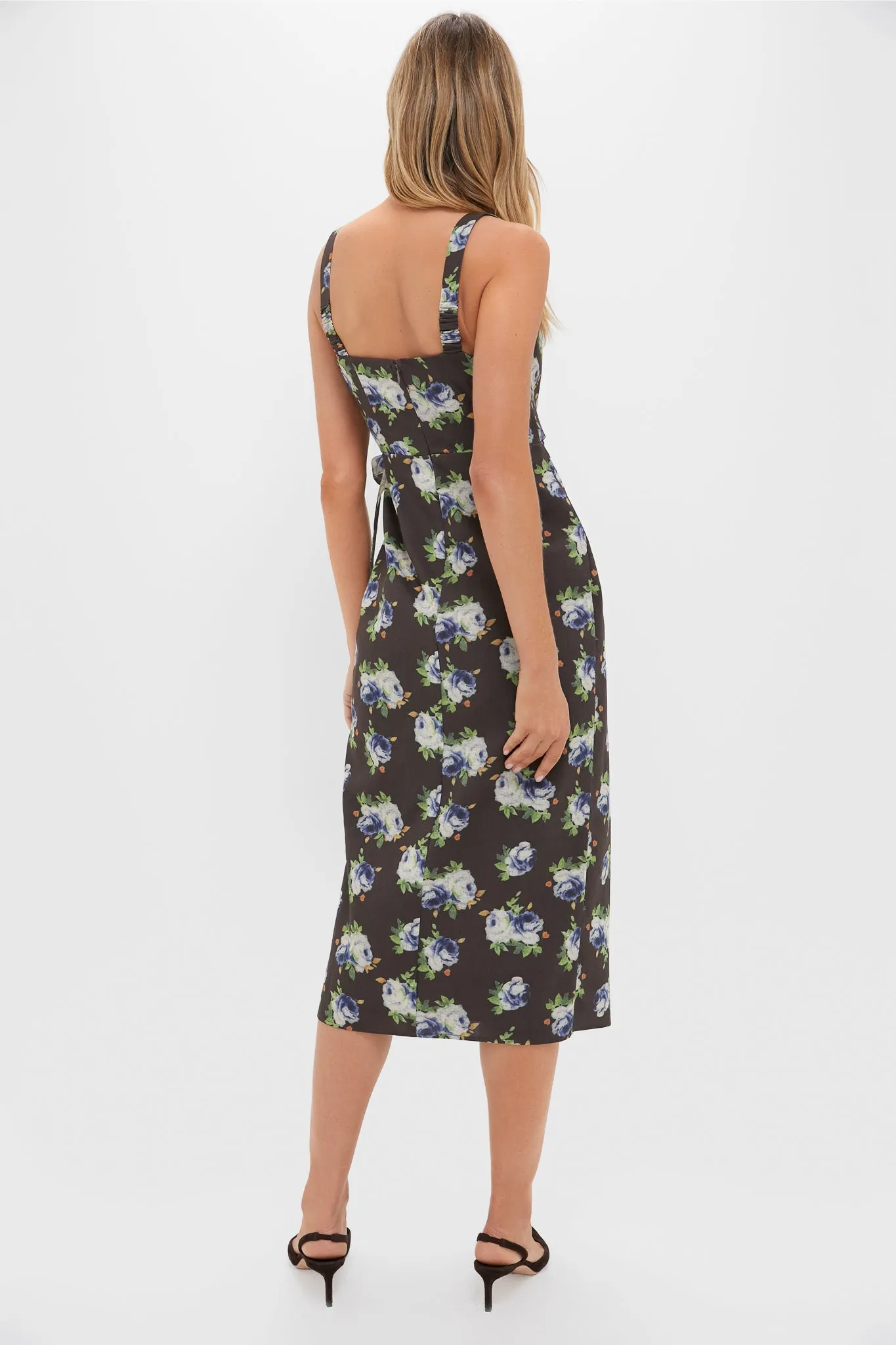 Brown & Blue Floral Wrap Tasha Midi Dress sold by Hyacinth House product image thumbnail 5