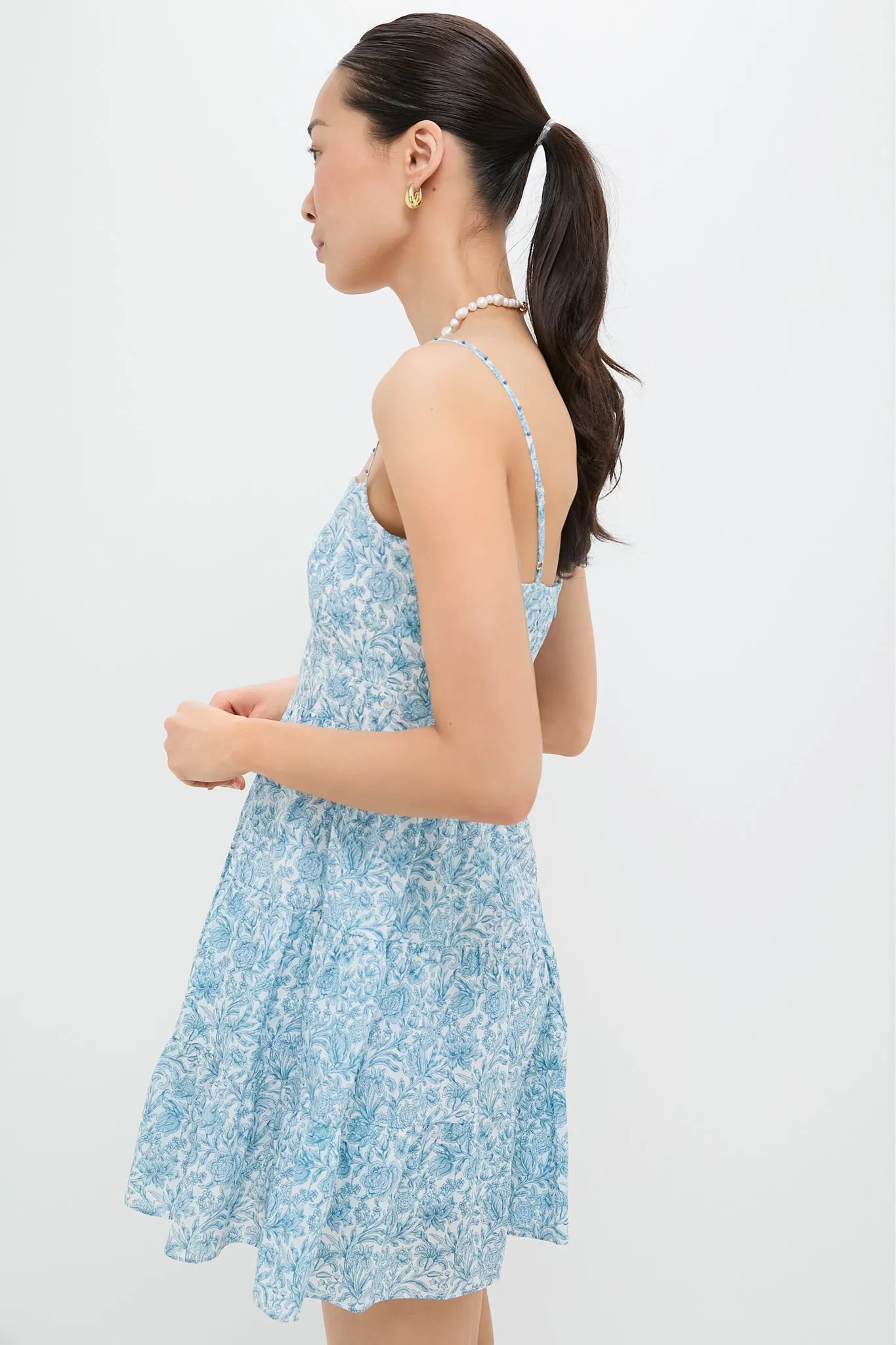Blue Floral Beaded Straps Lily Mini Dress sold by Hyacinth House product image thumbnail 4