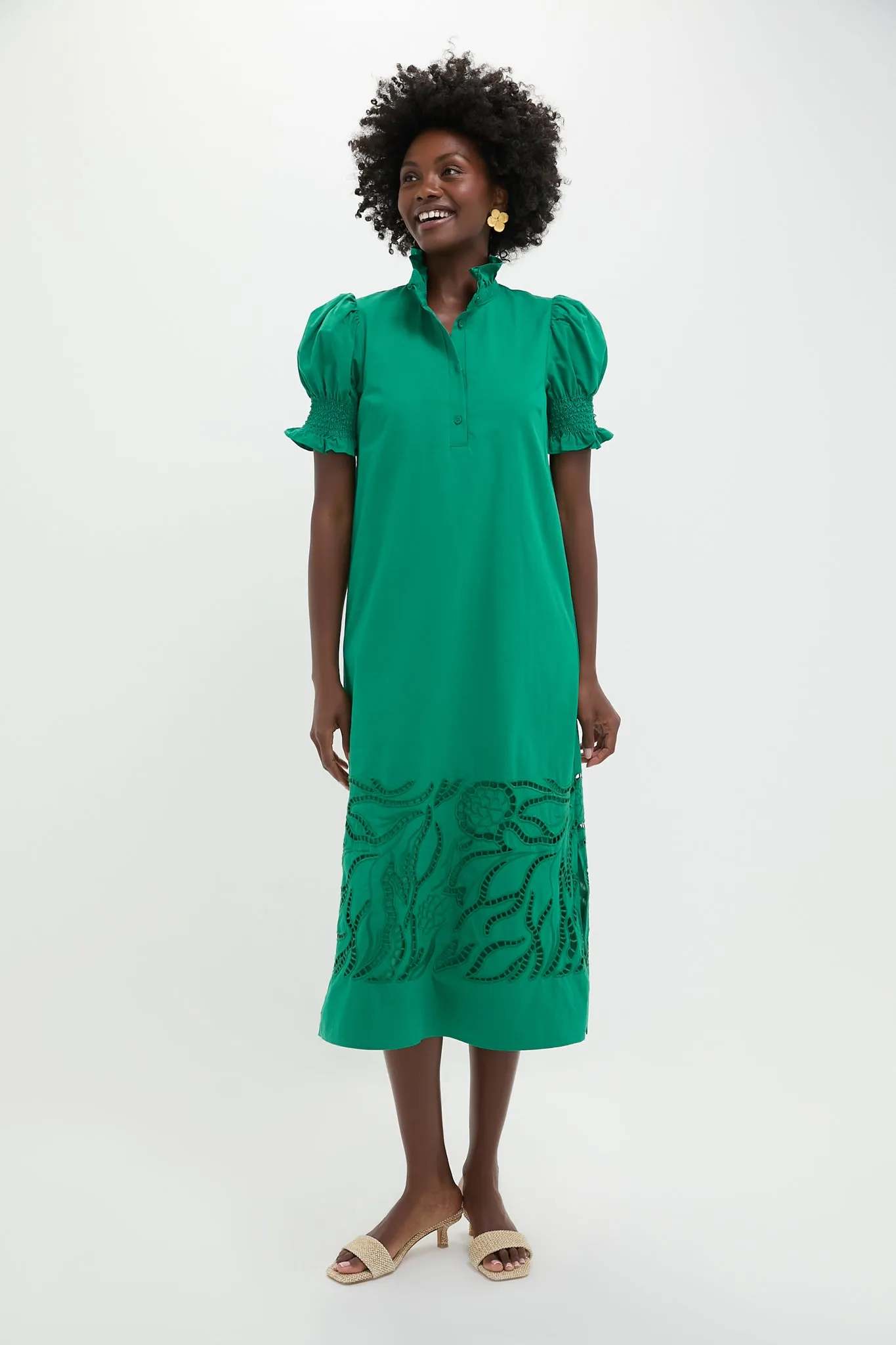 Emerald Green Eliza Midi Dress sold by Hyacinth House