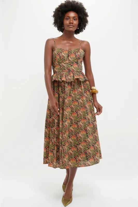 Black Multi Floral Maeve Midi Dress made by Hyacinth House