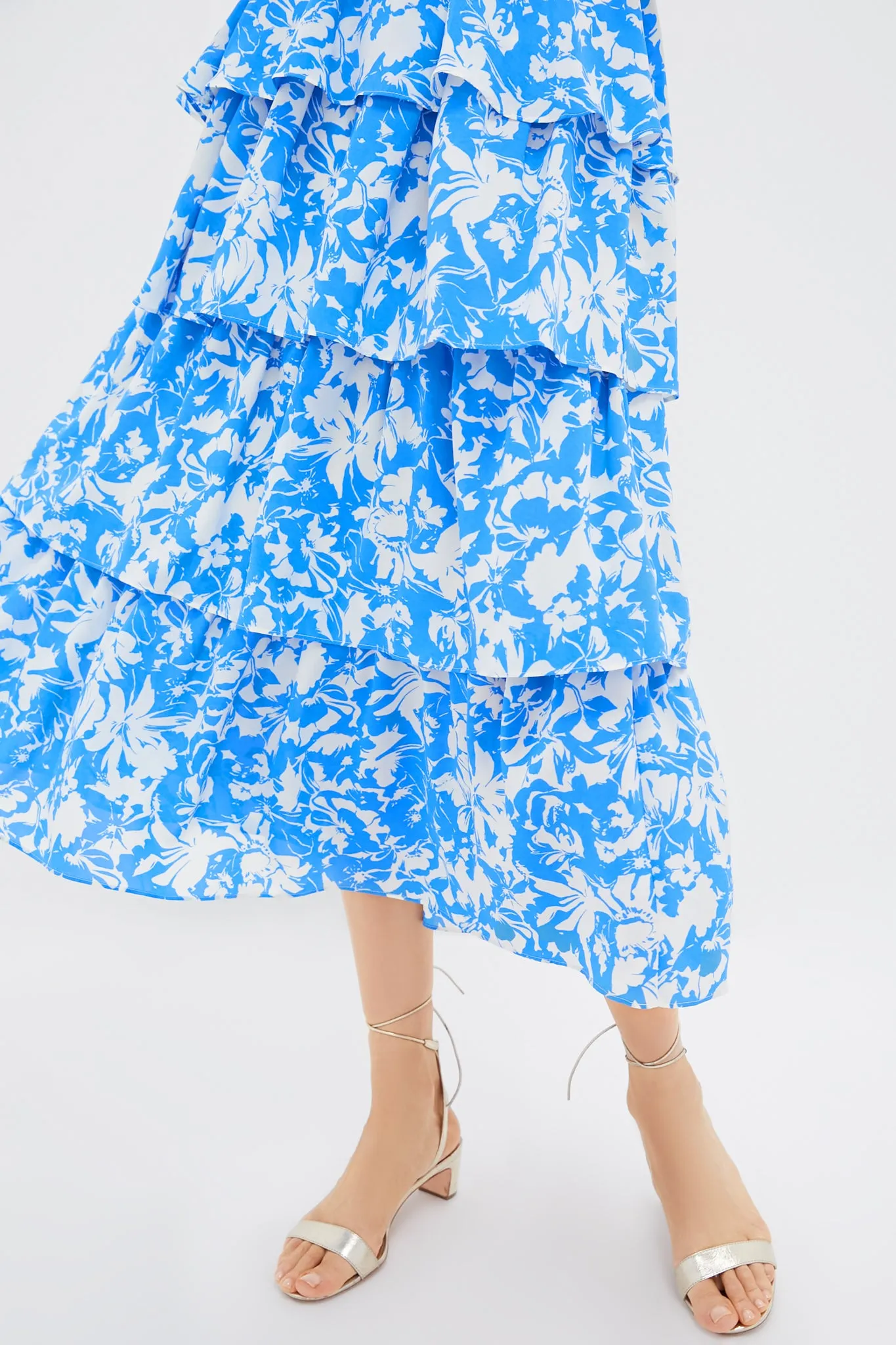 Blue & White Floral Halter Neck Jenny Midi Dress sold by Hyacinth House product image thumbnail 5
