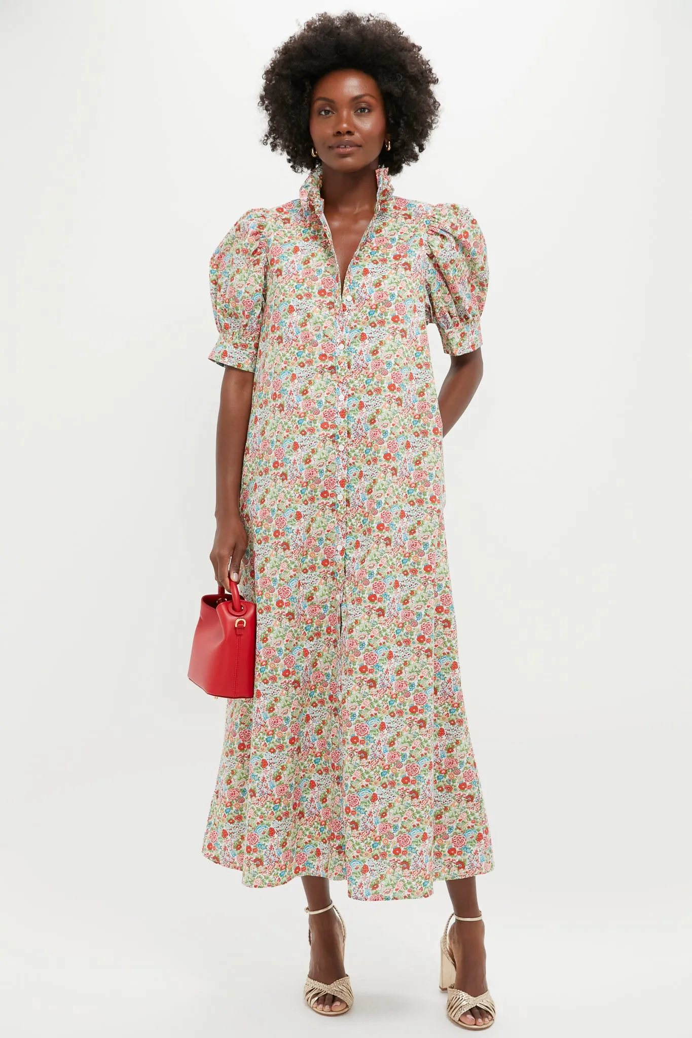 Red Floral Ruffle Collar Louisa Maxi Dress sold by Hyacinth House product image thumbnail 2