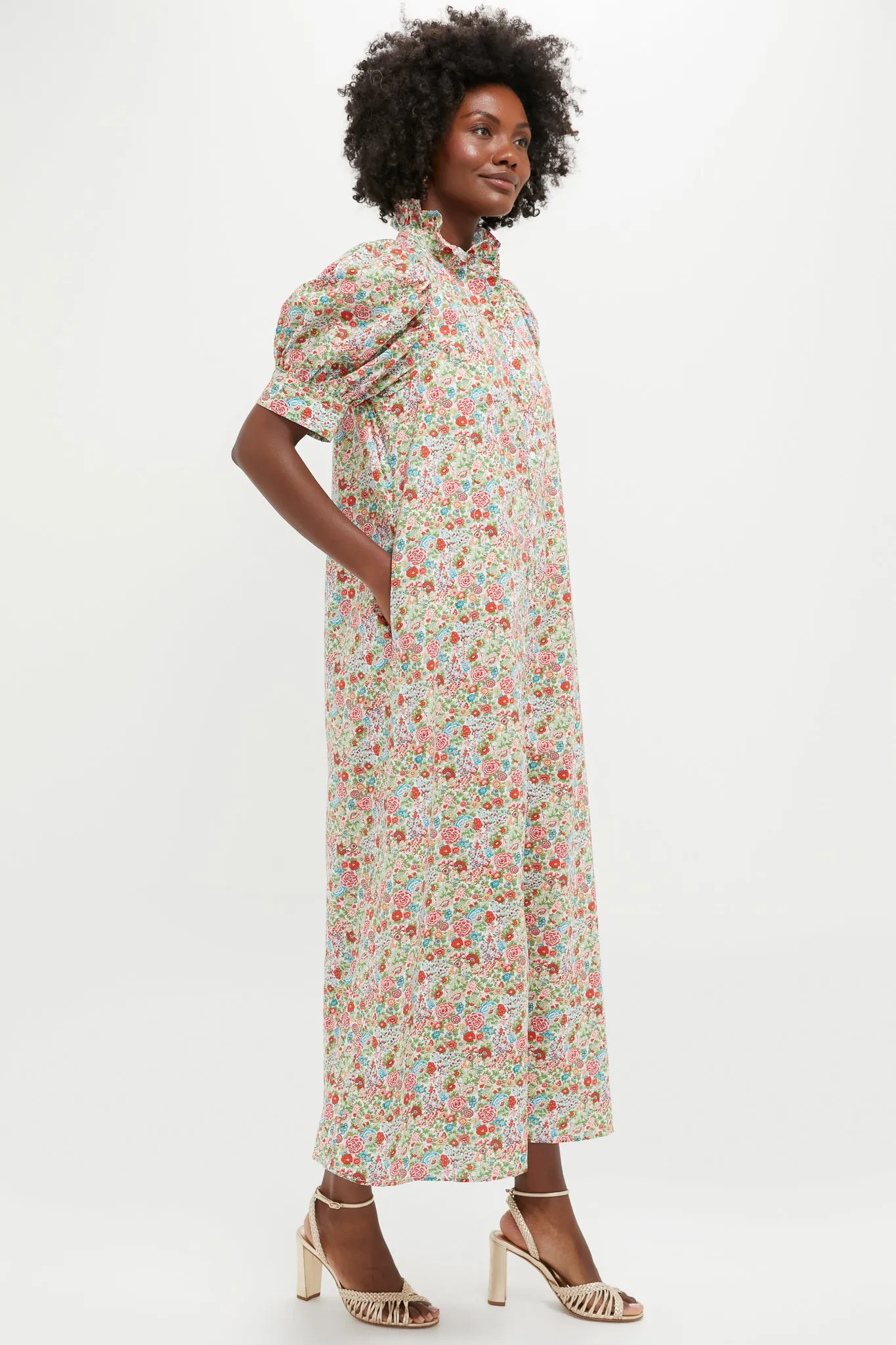 Red Floral Ruffle Collar Louisa Maxi Dress sold by Hyacinth House product image thumbnail 3
