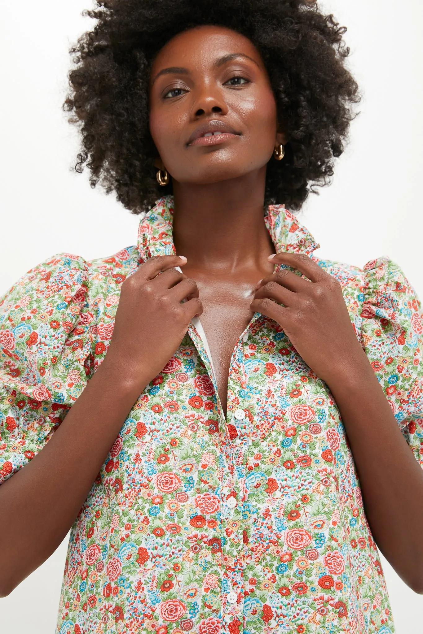 Red Floral Ruffle Collar Louisa Maxi Dress sold by Hyacinth House product image thumbnail 5