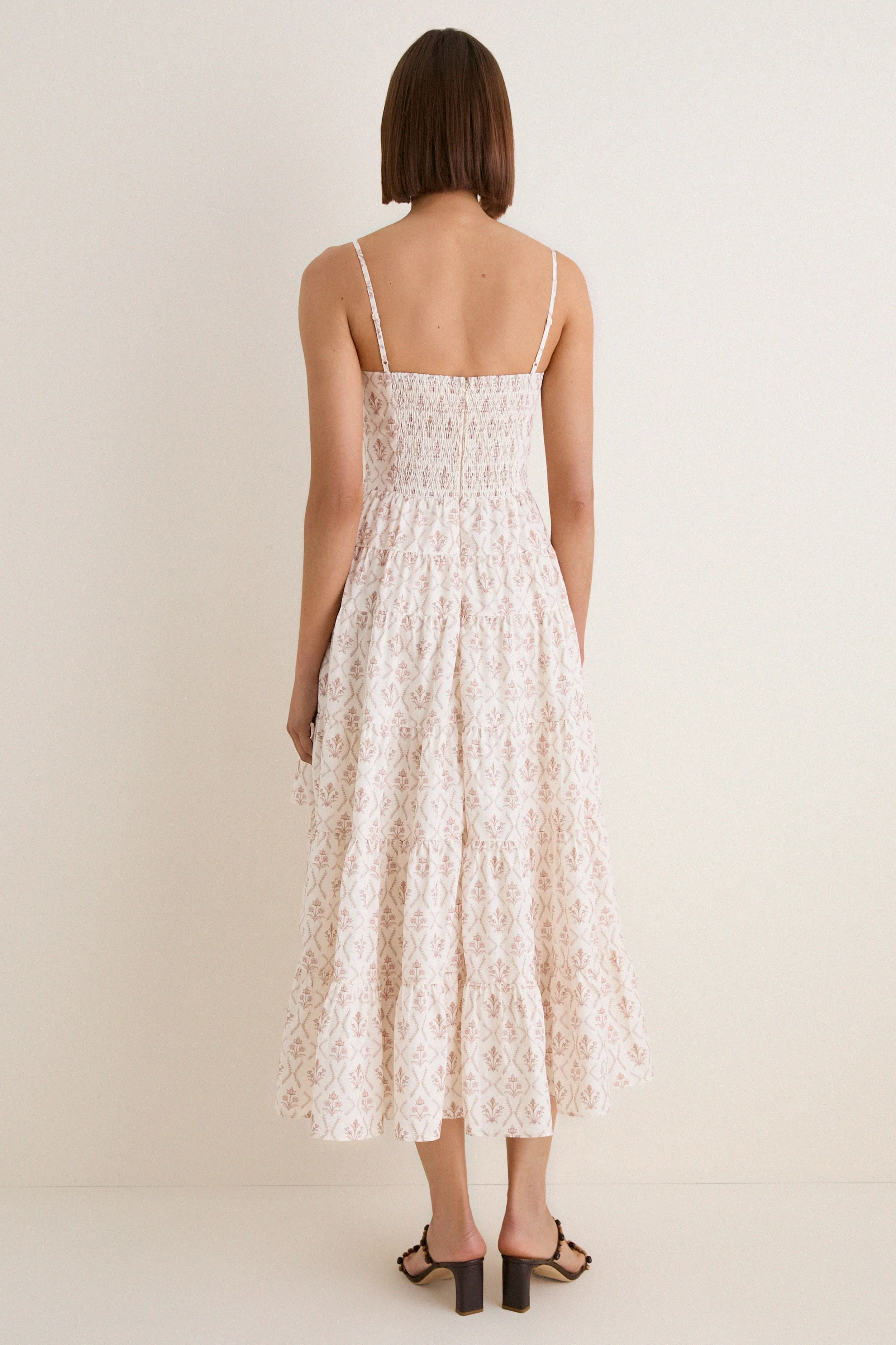 Brown & Cream Floral Ruffle Theodora Maxi Dress sold by Hyacinth House product image thumbnail 5