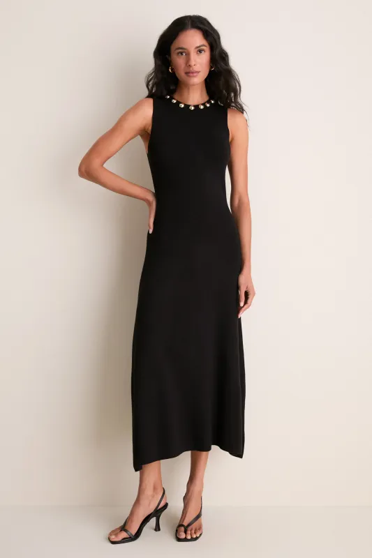 Black Knit & Gold Hardware Prescott Maxi Dress made by Hyacinth House