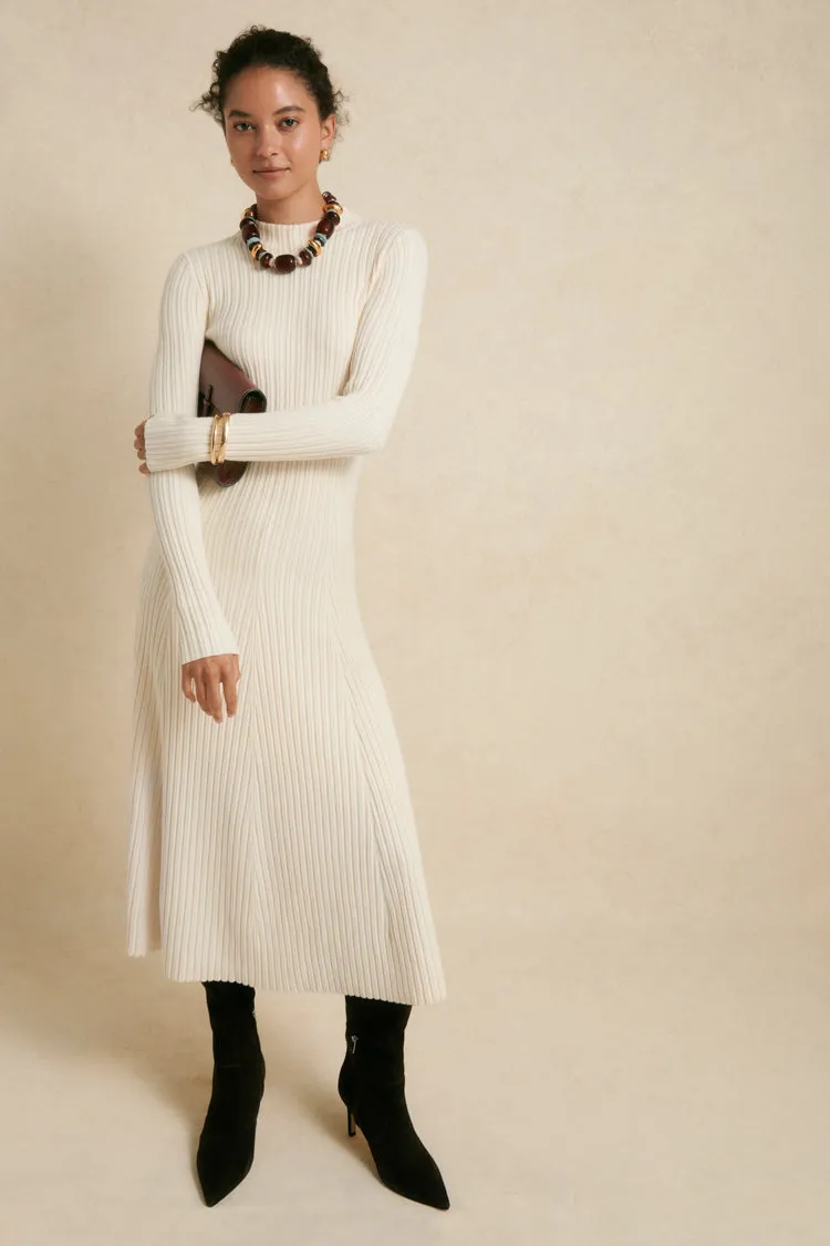 Cream Ribbed Knit Corey Midi Dress sold by Hyacinth House product image thumbnail 2