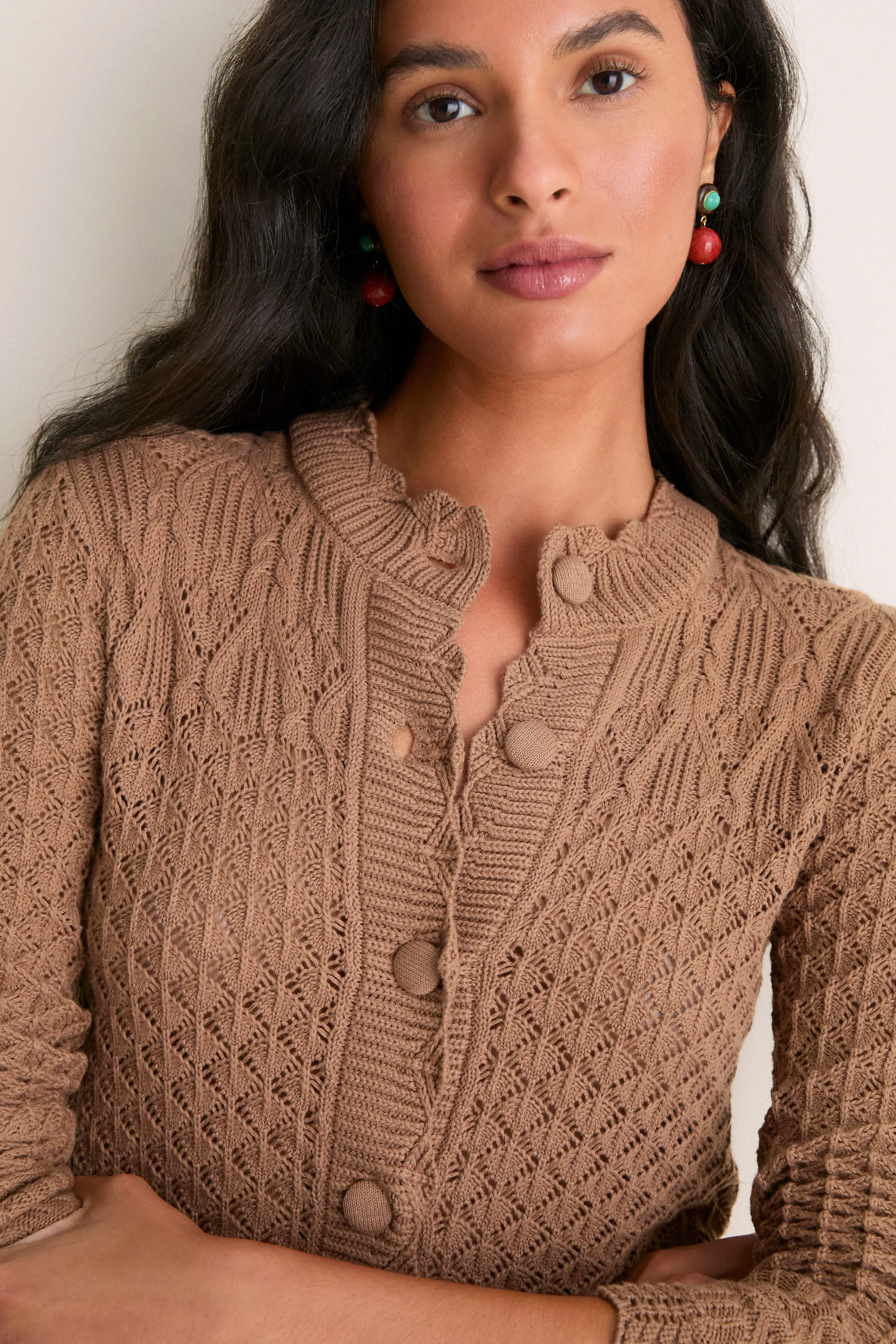 Mocha Pointelle Capucine Cardigan sold by Hyacinth House product image thumbnail 2