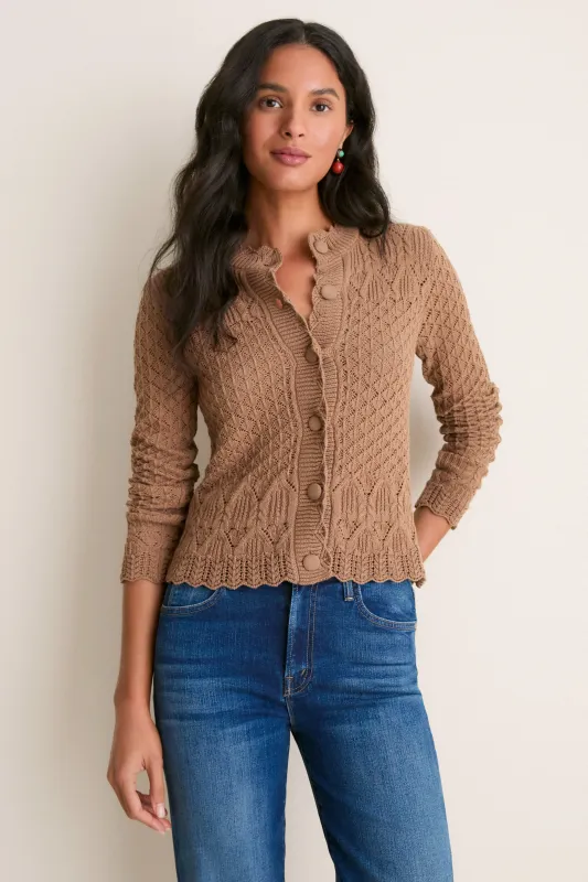 Mocha Pointelle Capucine Cardigan made by Hyacinth House