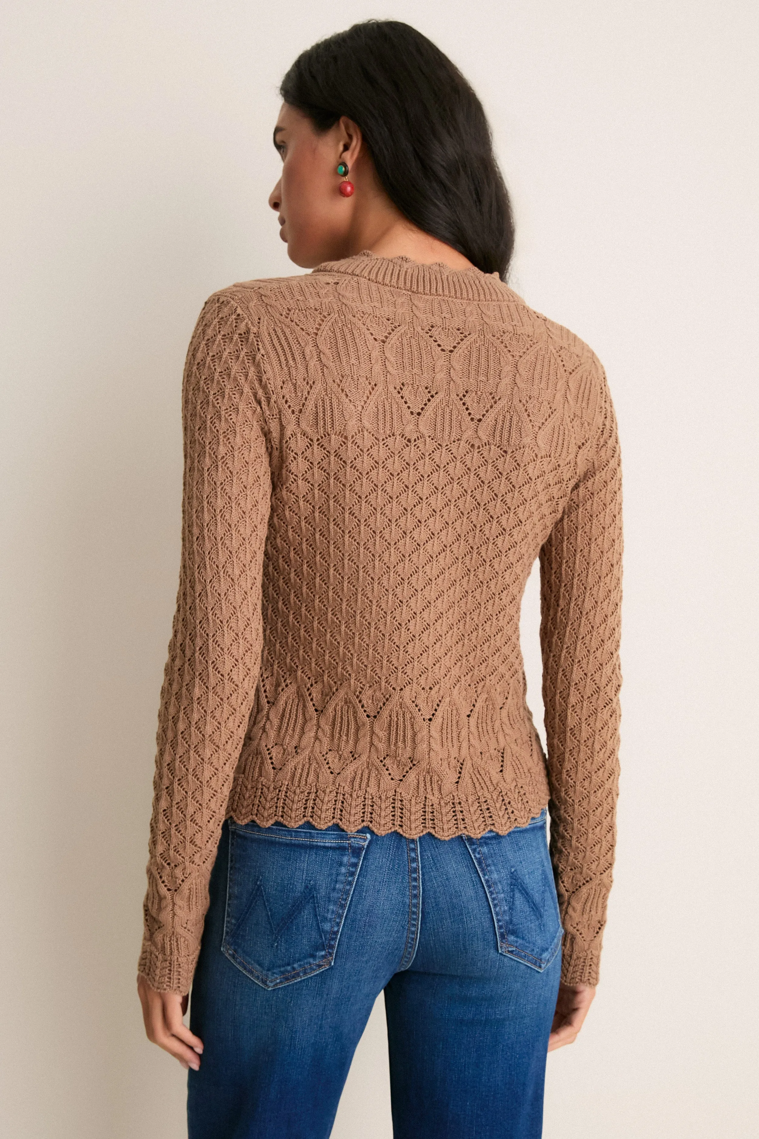 Mocha Pointelle Capucine Cardigan sold by Hyacinth House product image thumbnail 5