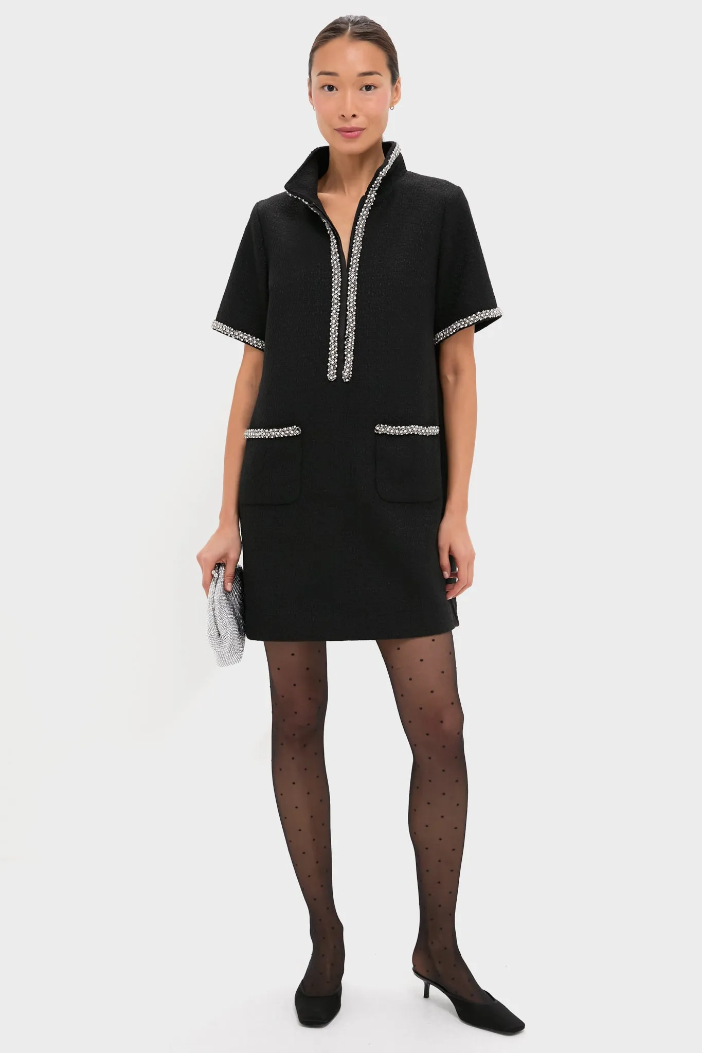 Black Tweed Embellished Ophelia Dress sold by Pomander Place product image thumbnail 3