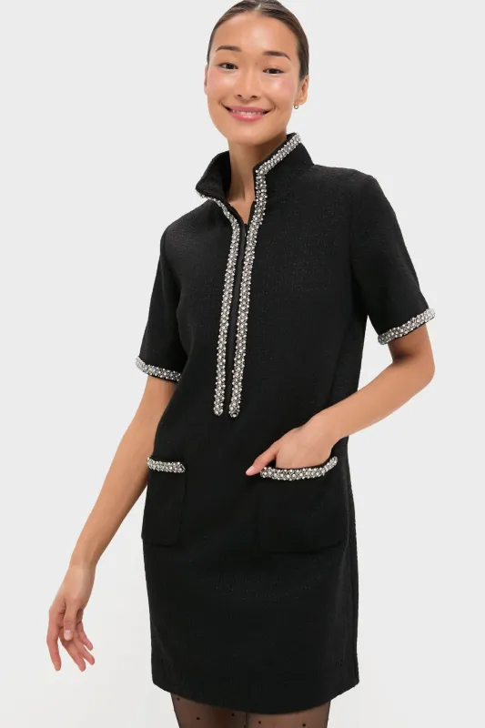 Black Tweed Embellished Ophelia Dress made by Pomander Place