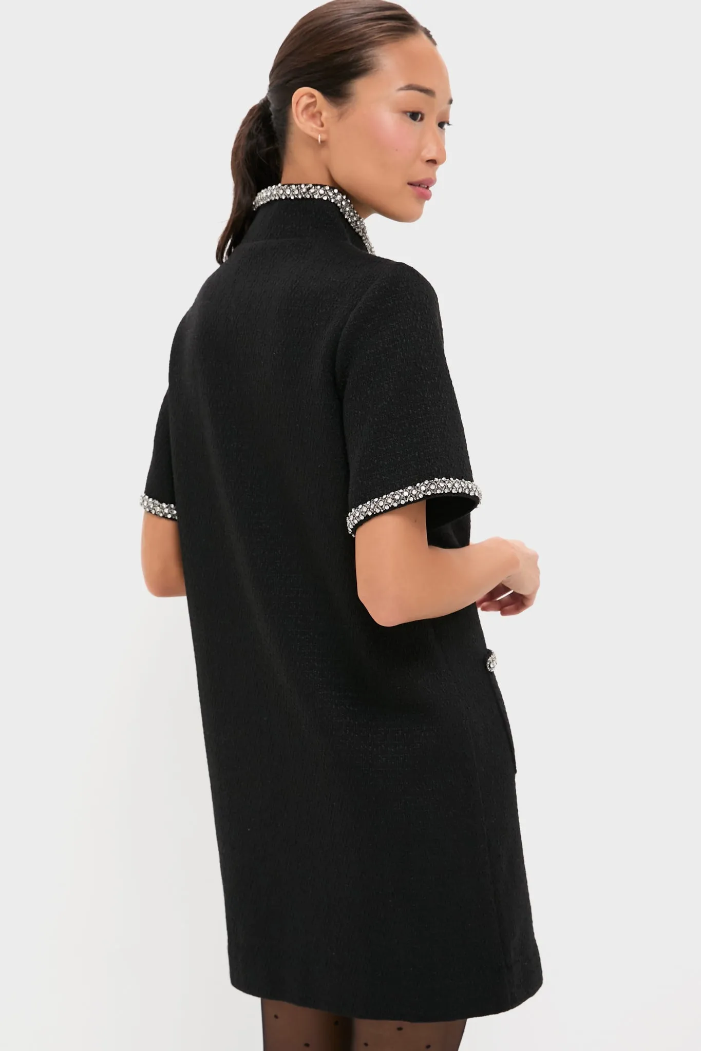 Black Tweed Embellished Ophelia Dress sold by Pomander Place product image thumbnail 5