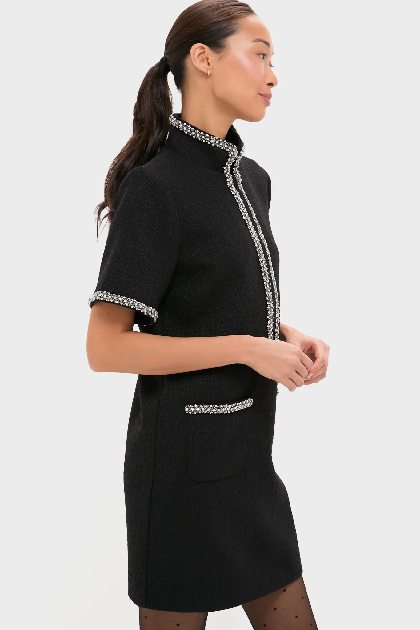 Black Tweed Embellished Ophelia Dress sold by Pomander Place product image thumbnail 4