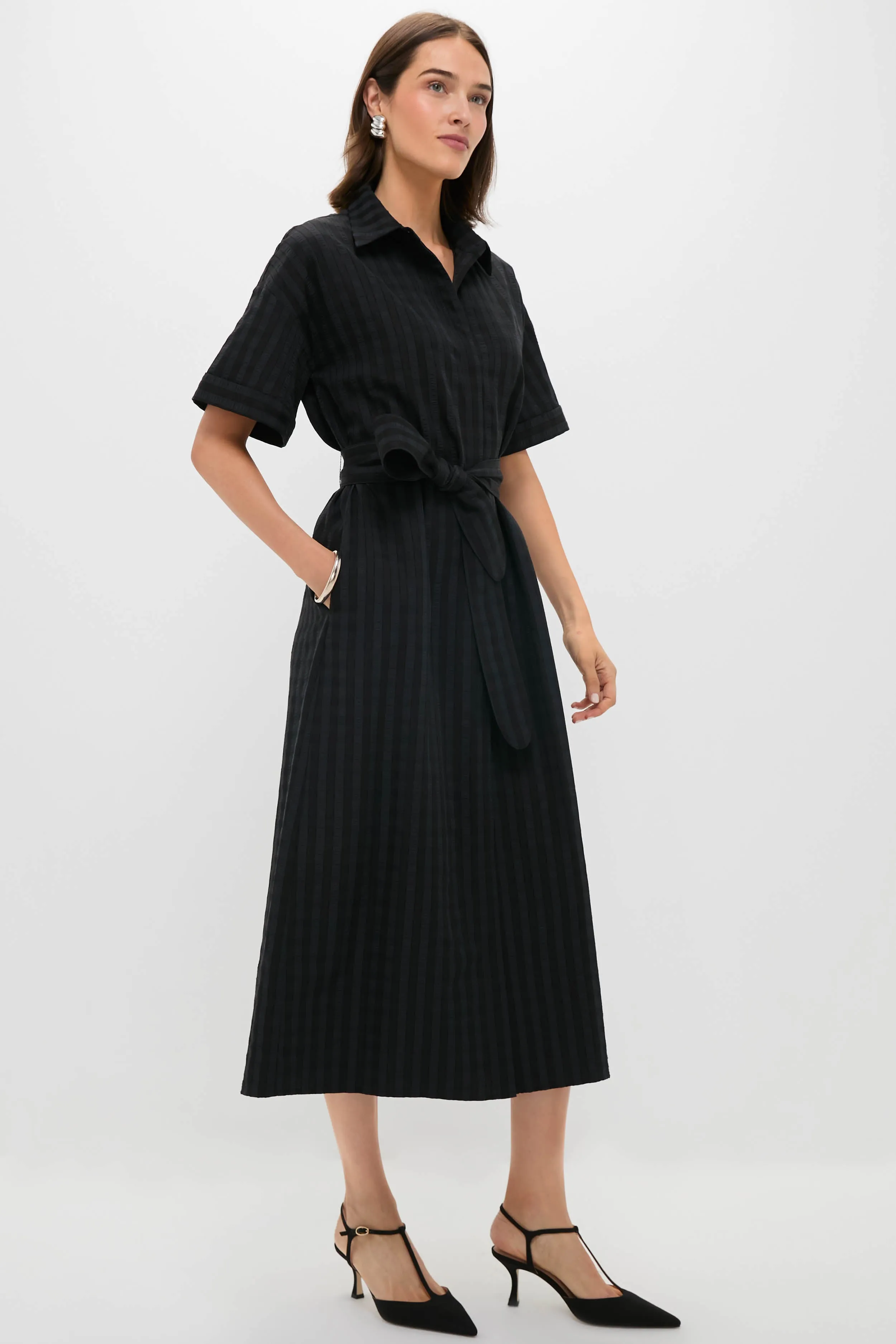 Black Windowpane Seersucker Zacara Dress sold by Pomander Place product image thumbnail 3