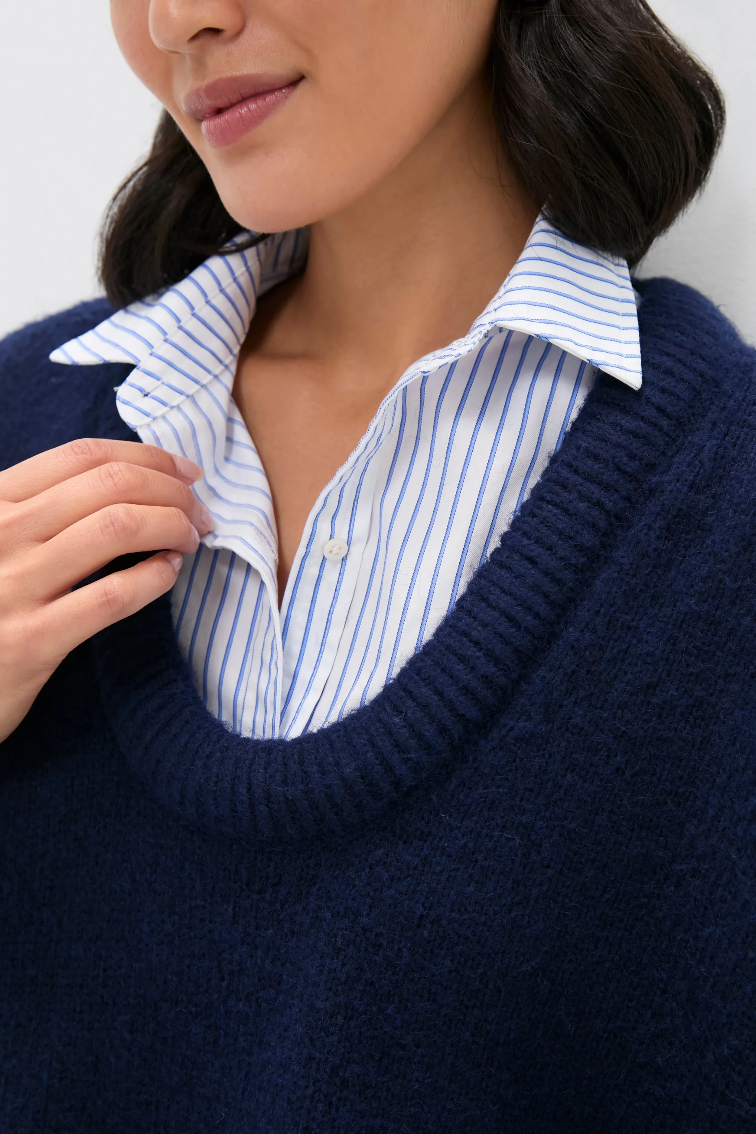 Navy Removable Collar Dickey Sweater sold by Pomander Place product image thumbnail 5
