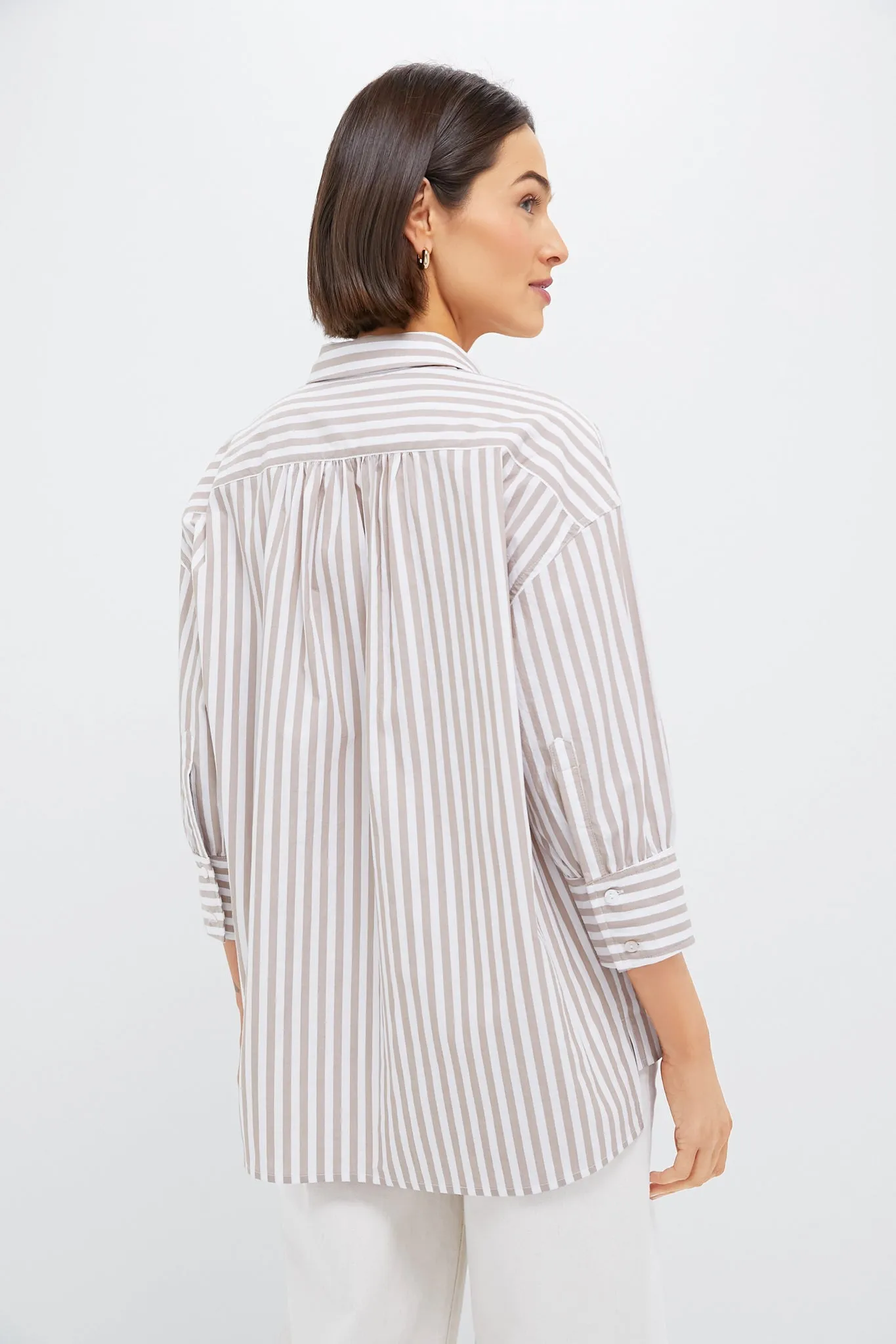 Tan Stripe Adair Boyfriend Shirt sold by Pomander Place product image thumbnail 4