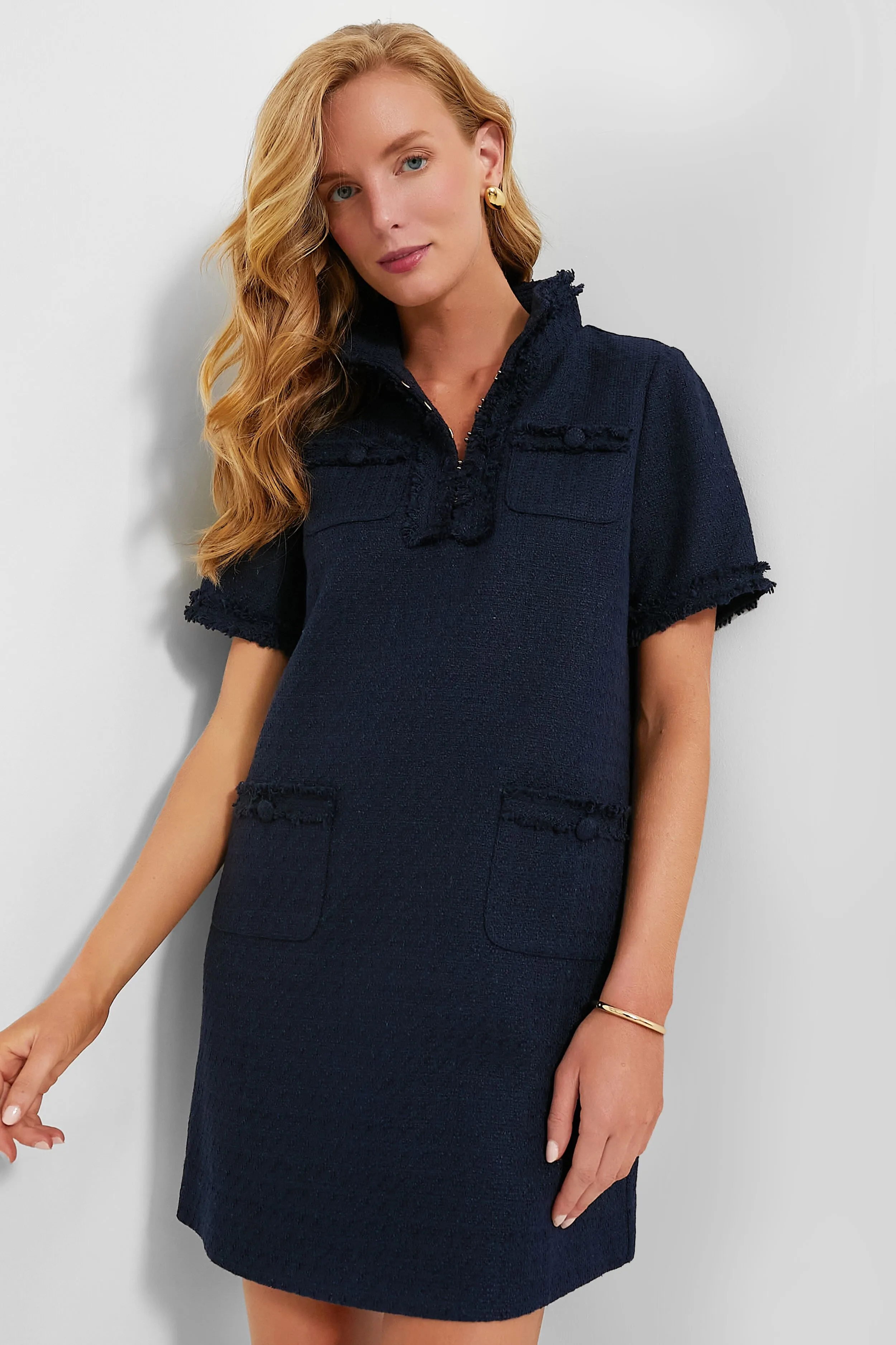 Navy Tweed Ophelia Dress sold by Pomander Place
