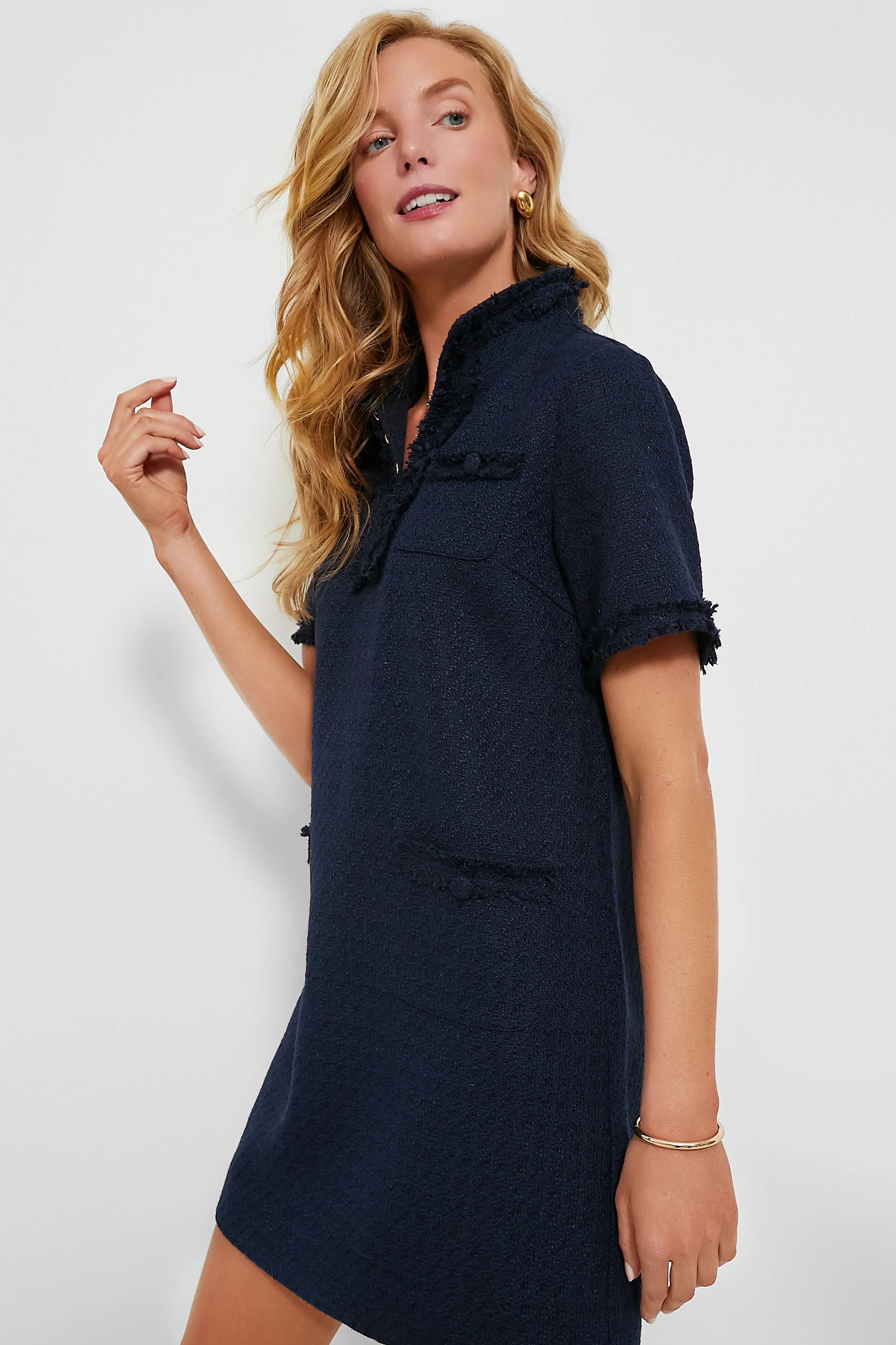 Navy Tweed Ophelia Dress sold by Pomander Place product image thumbnail 3