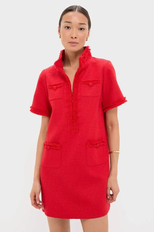 Red Tweed Ophelia Dress made by Pomander Place