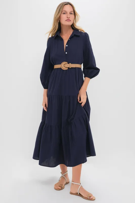 Navy Cotton Mabel Maxi Dress made by Pomander Place