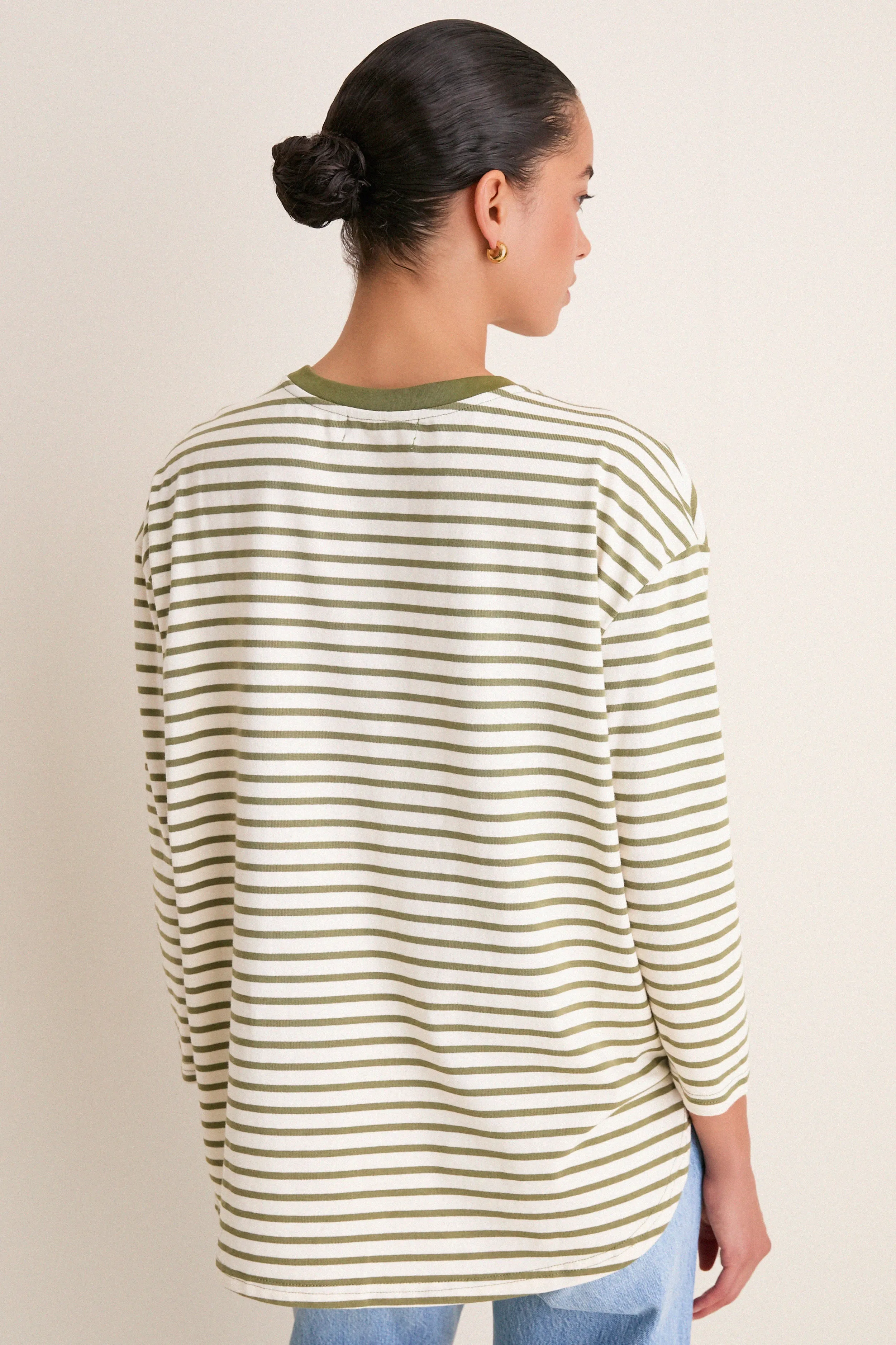 Olive Striped Knit Popover sold by Pomander Place product image thumbnail 4