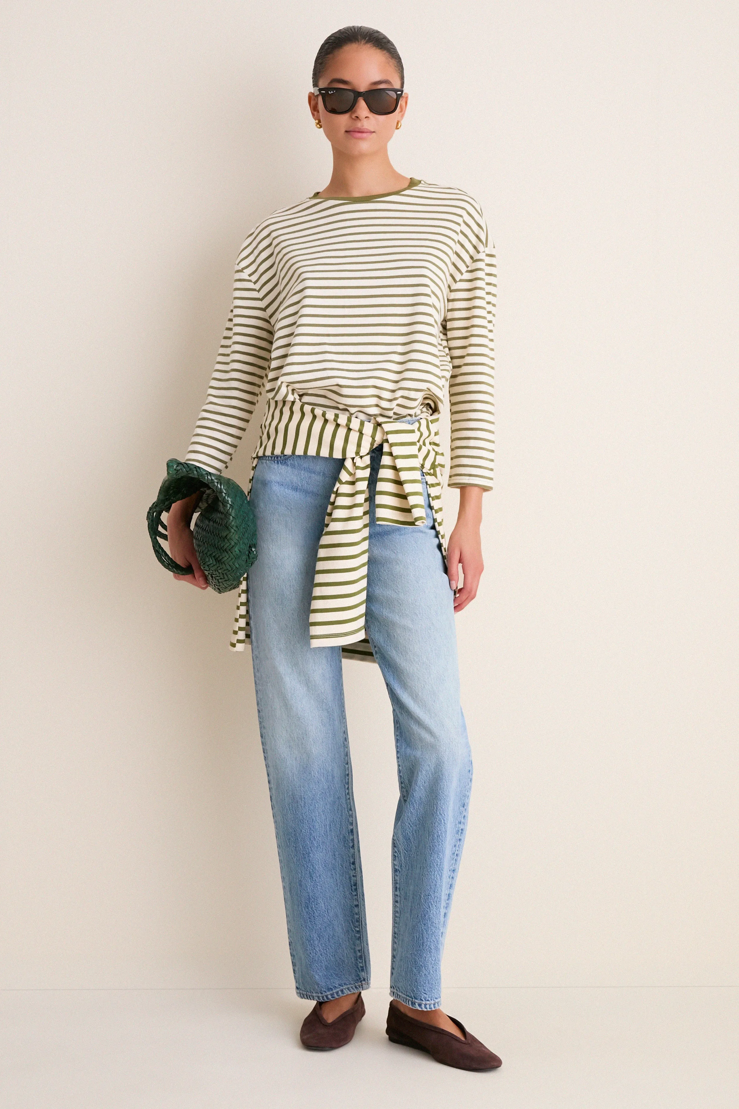 Olive Striped Knit Popover sold by Pomander Place product image thumbnail 2
