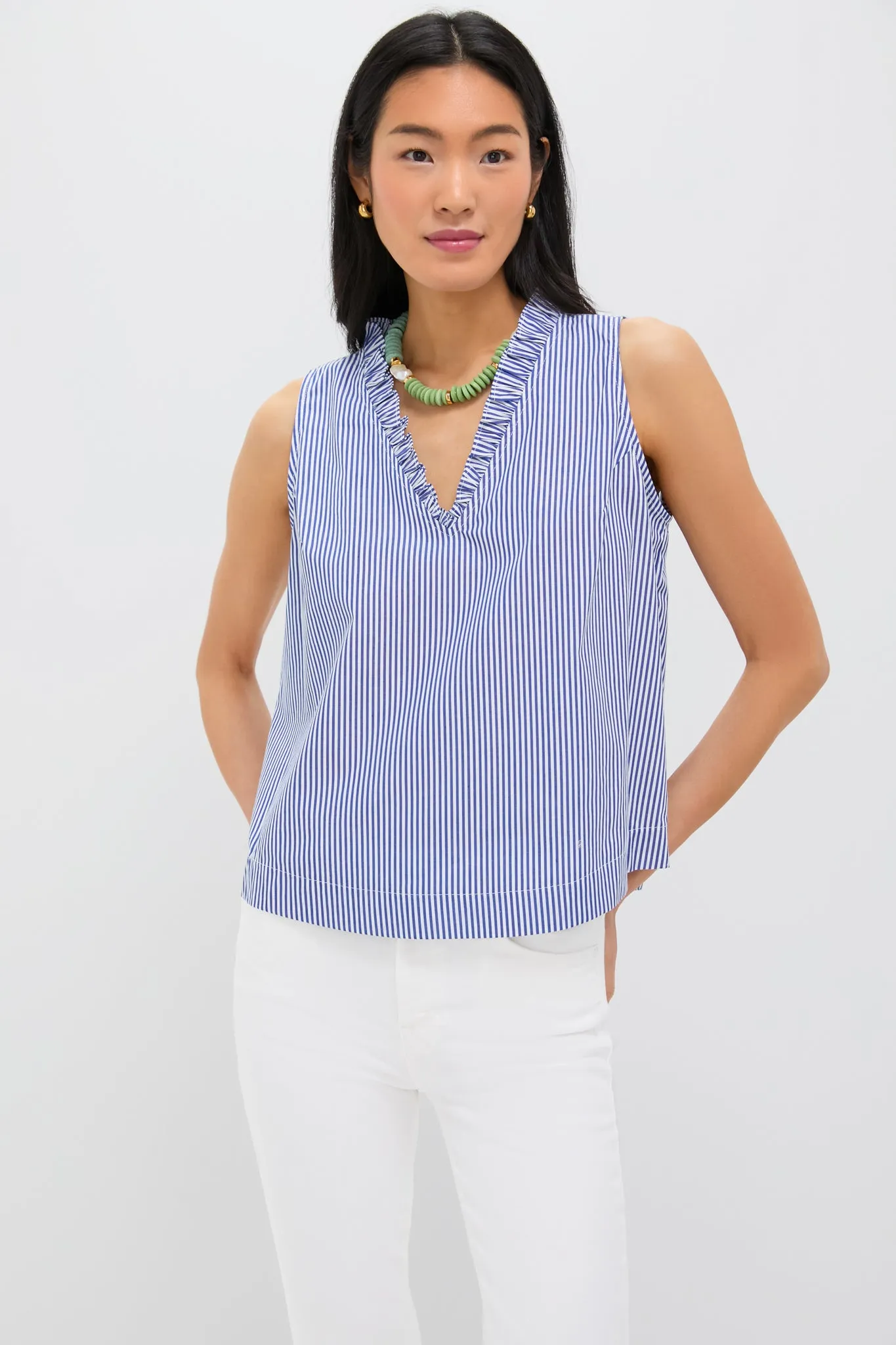 Blue Striped Veronica Top sold by Pomander Place