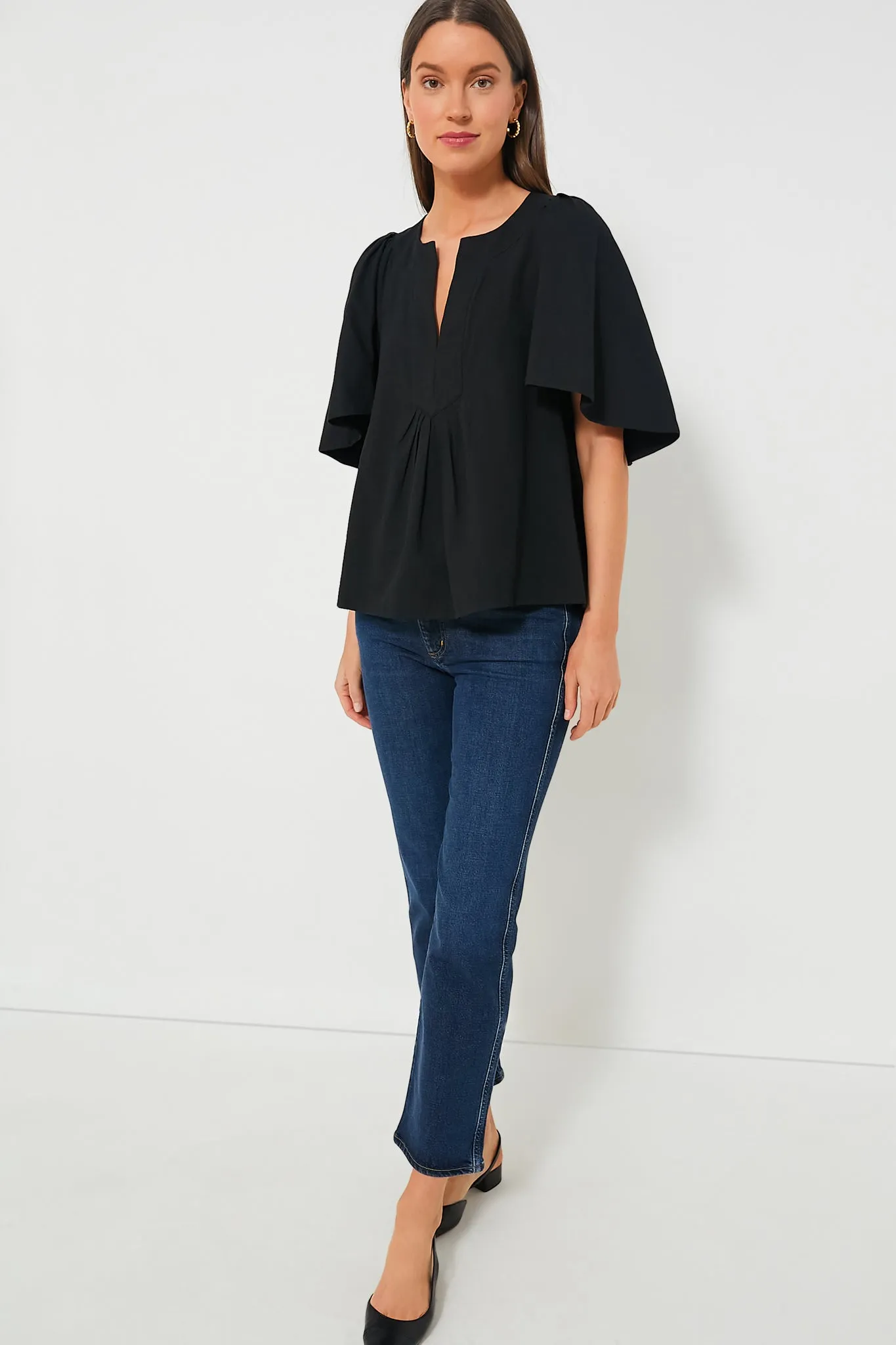 Black Finley Flutter Sleeve Top sold by Pomander Place product image thumbnail 3