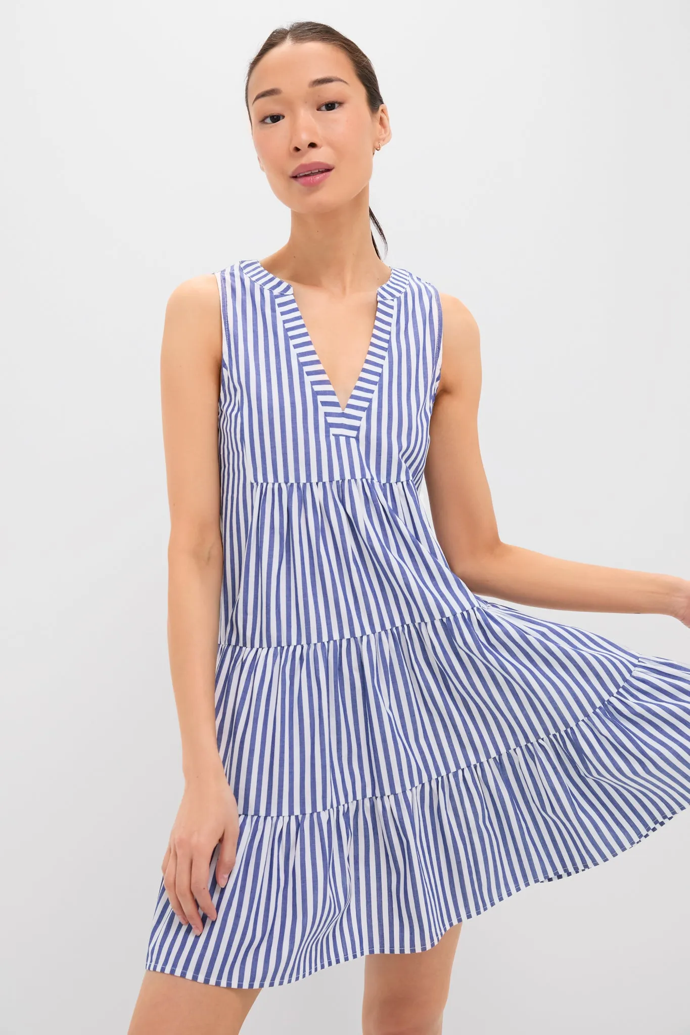 Blue and White Stripe Sleeveless Cotton Poplin Kenzo Dress sold by Pomander Place product image thumbnail 2