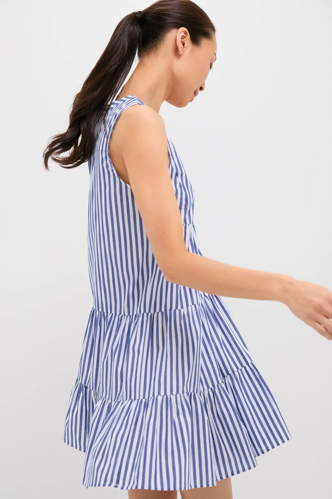 Blue and White Stripe Sleeveless Cotton Poplin Kenzo Dress sold by Pomander Place product image thumbnail 3