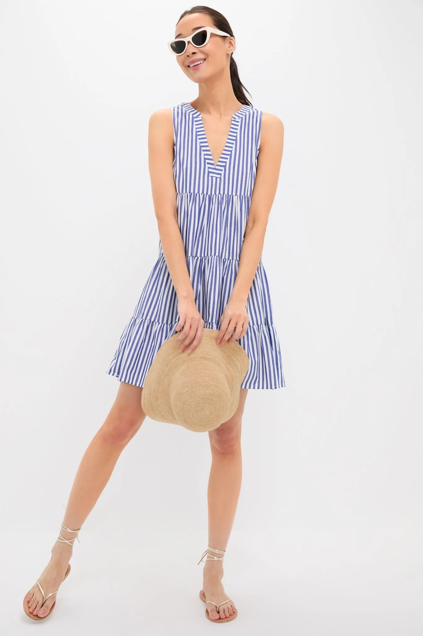 Blue and White Stripe Sleeveless Cotton Poplin Kenzo Dress sold by Pomander Place