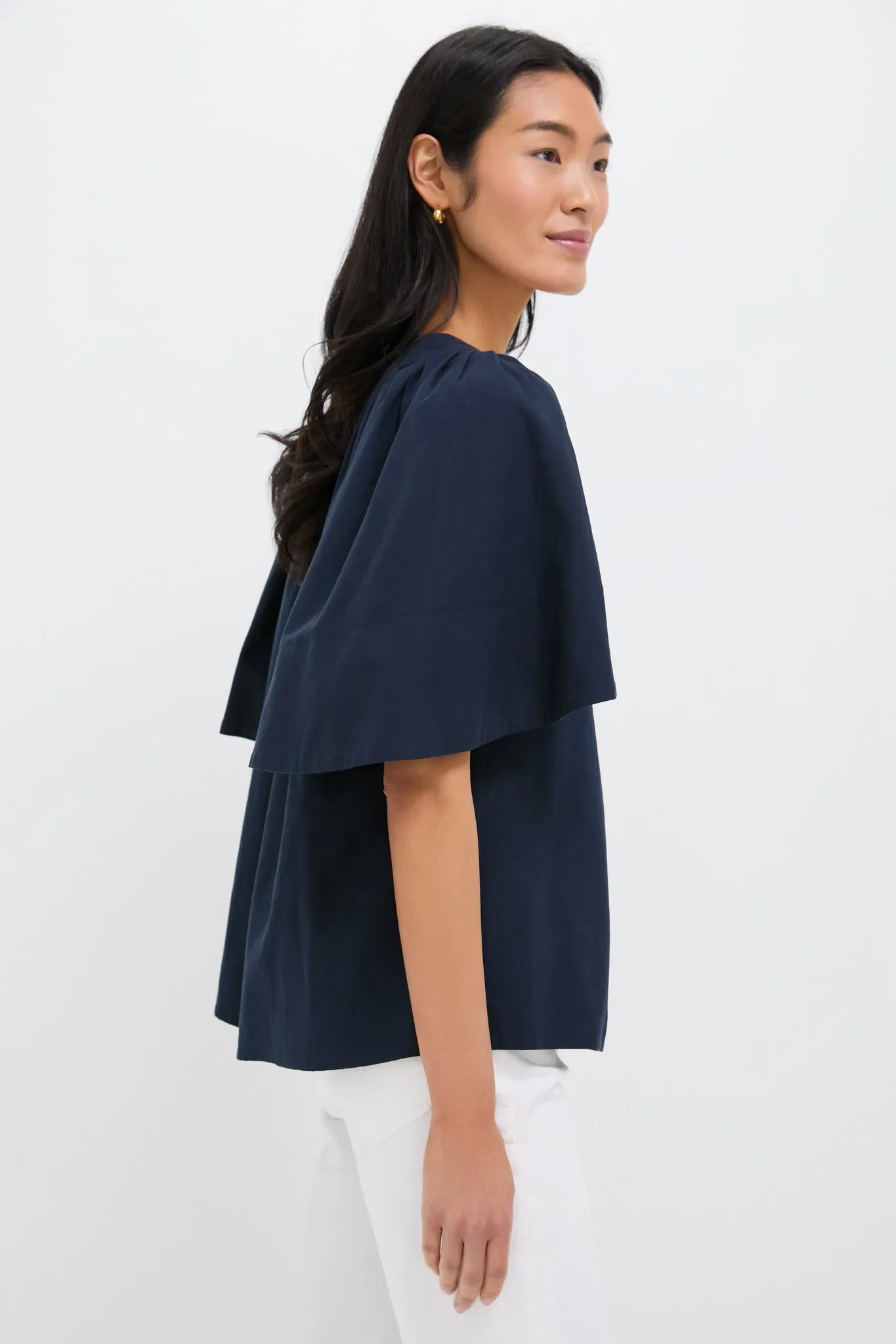 Navy Finley Flutter Sleeve Top sold by Pomander Place product image thumbnail 3