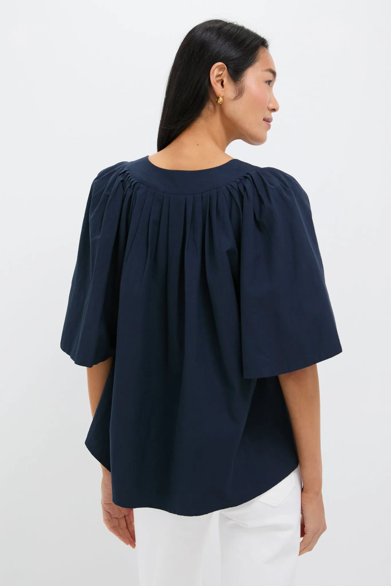 Navy Finley Flutter Sleeve Top sold by Pomander Place product image thumbnail 4