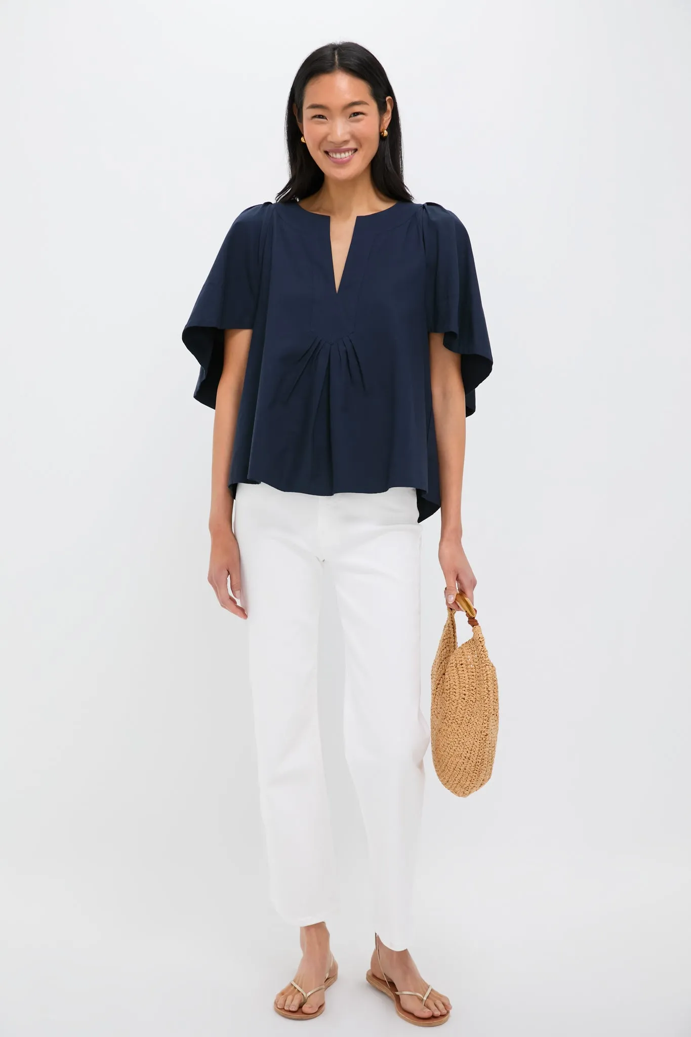 Navy Finley Flutter Sleeve Top sold by Pomander Place product image thumbnail 2