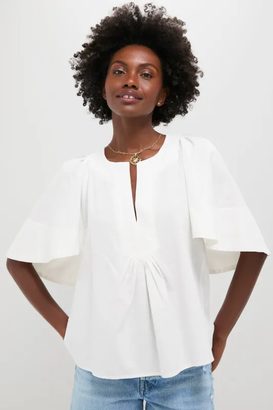 White Finley Flutter Sleeve Top made by Pomander Place