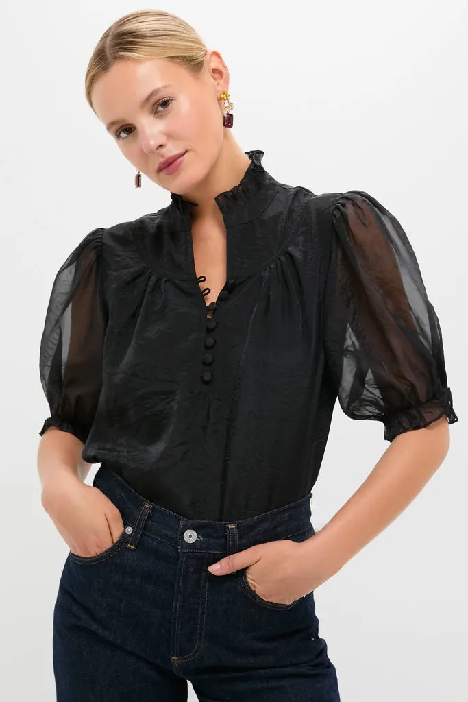 Black Chiffon Selena Blouse sold by Pomander Place