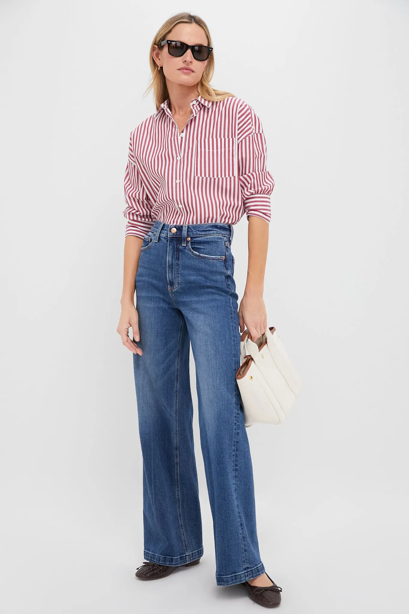 Red Stripe Adair Boyfriend Shirt sold by Pomander Place product image thumbnail 2