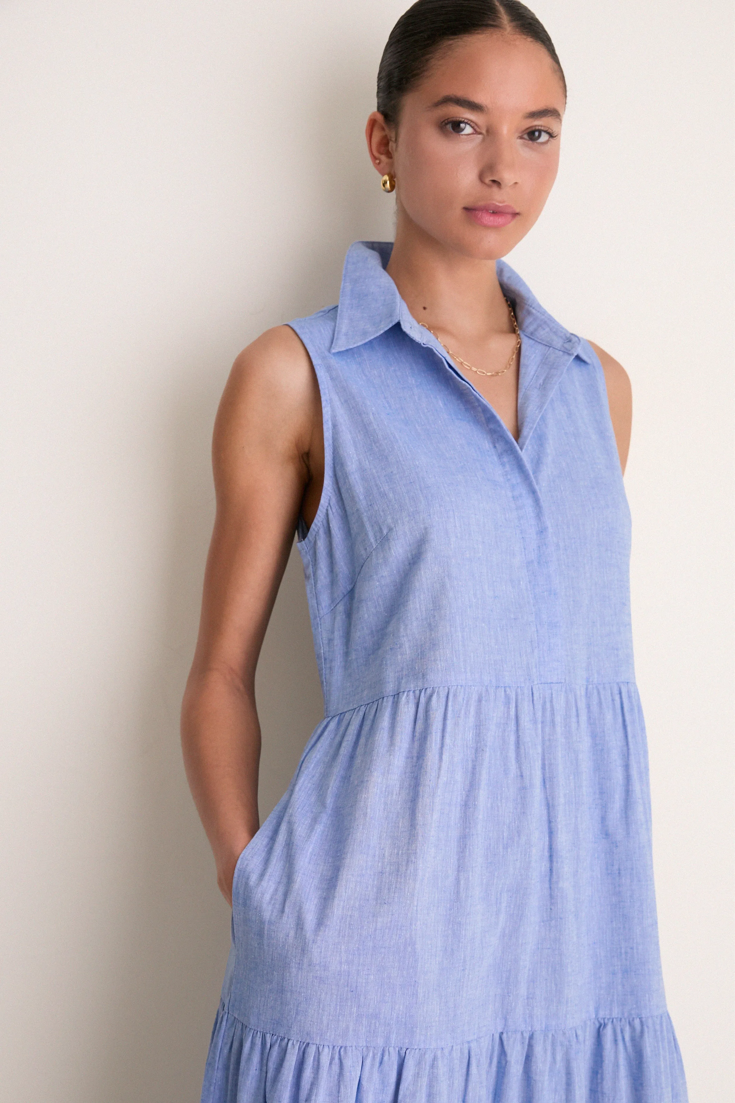 Chambray Sleeveless Mabel Maxi Dress sold by Pomander Place product image thumbnail 3
